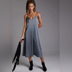 Anthropologie Daily Practice Slip Dress Satin Teal Green, Size S